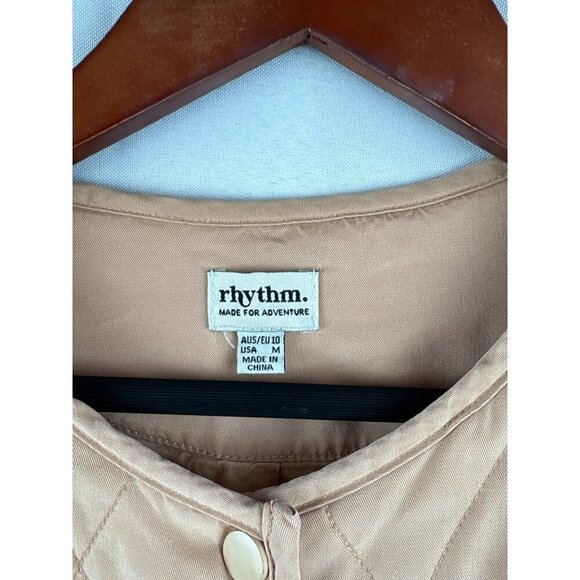 Rhythm Quilted Beige Jacket Medium Button-Up Tencel Womens - Picture 4 of 6